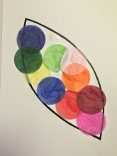 A collage leaf created by a pupil of Welbourn Primary School in Lyndall Phelps' workshop.