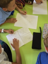 Children working on occupational 'marks'.